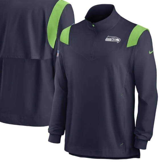 Nike Other - Seattle Seahawks x Nike Men's Navy & Green Quarter-zip Nylon Jacket (Size M)